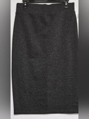 Fig & Blu L Charcoal Grey Pencil Stretch Skirt    Midi Wide Elastuc Waist